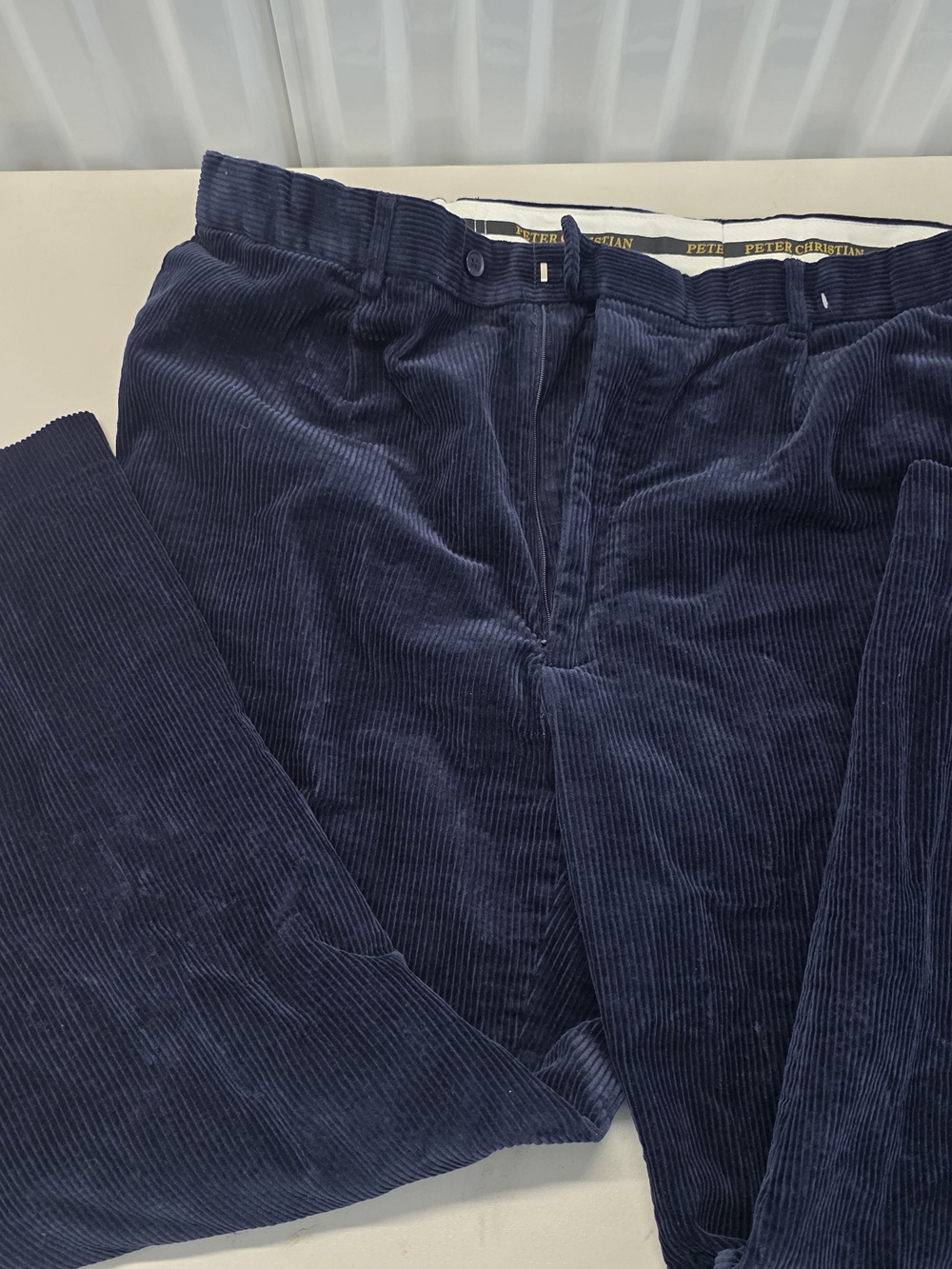 Peter Christian Pants Men's Size 46x29 Navy Blue Cotton Corduroy Trousers